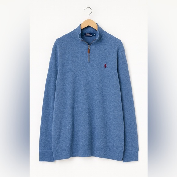 Polo Ralph Lauren Blue Quarter Zip Pullover Sweatshirt Size XL - Picture 1 of 6